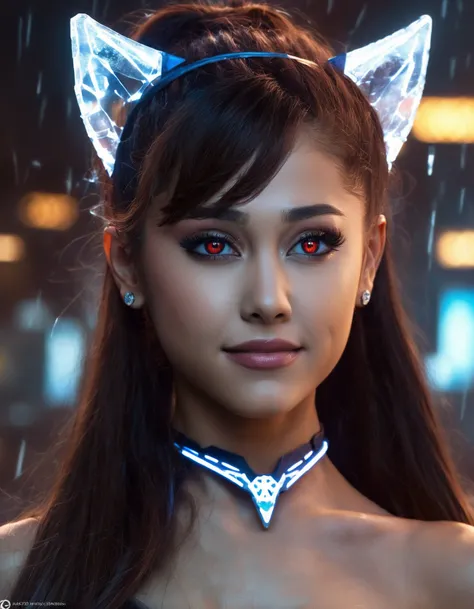 breathtaking a ice Sorceress ((ohwx)) woman <lora:ariana_lora_sdxl_v3-000015:1> of the earth from space, by makoto shinkai and thomas kincade trending on artstation. cgsociety digital matte painting 4k 8K ultra hd unreal engine 5 render highly detailed realistic lighting cute anime eyes cat ears smiling super robot with glowing neon red eye lens flare cinematic dramatic atmosphere high resolution award winning photograph 3D octane rendered in Unreal Engine hyper realism volumetric fog light god rays cyberpunk fantasy style dark atmospheric water reflections photorealistic shadows creepy greg rutkowski Artgerm . award-winning, professional, highly detailed
