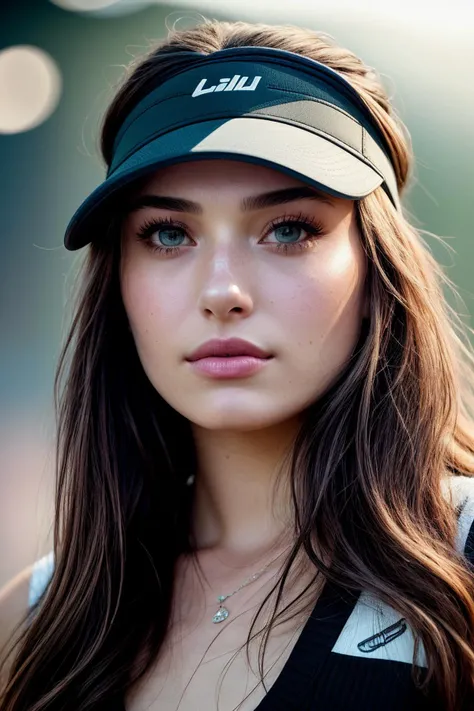 photo of beautiful (jcl3m3nts-120:0.99), a woman with perfect hair, wearing Nickel Gray (Tennis Dress, Tennis Visor, Tennis Shoes:1.1),  (plain background:1.1), modelshoot style, (extremely detailed CG unity 8k wallpaper), professional majestic photography, (Leica M6 Camera), 24mm, exposure blend, hdr, faded, extremely intricate, High (Detail:1.1), Sharp focus, dramatic, soft cinematic light, (looking at viewer), (detailed pupils), 4k textures, elegant, ((((cinematic look)))), soothing tones, insane details, hyperdetailed, low contrast