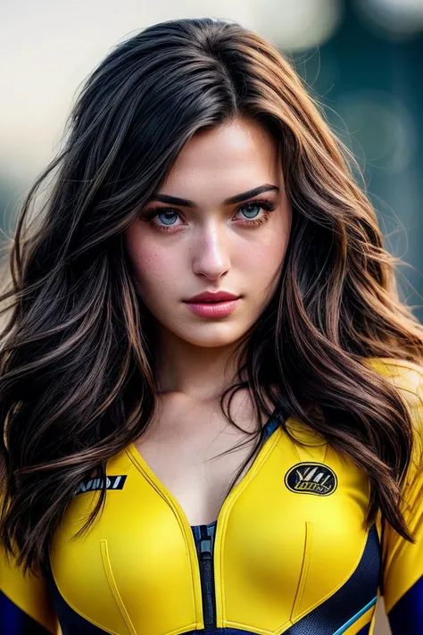 photo of beautiful (jcl3m3nts-120:0.99), a woman with perfect hair, wearing Comic Book Yellow (racing suit:1.1), (plain background:1.1), modelshoot style, (extremely detailed CG unity 8k wallpaper), professional majestic photography, (Leica M6 Camera), 24mm, exposure blend, hdr, faded, extremely intricate, High (Detail:1.1), Sharp focus, dramatic, soft cinematic light, (looking at viewer), (detailed pupils), 4k textures, elegant, ((((cinematic look)))), soothing tones, insane details, hyperdetailed, low contrast