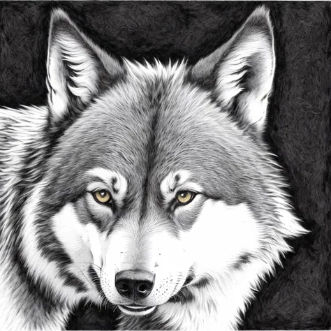 monochrome,  <lora:NigelParry_P4RRY:0.65> P4RRY, a gray wolf