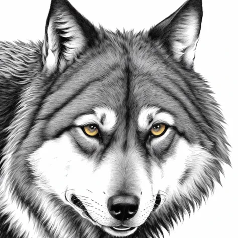 monochrome, <lora:NigelParry_P4RRY:0.65> P4RRY, a gray wolf