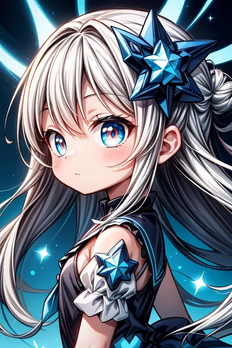 EarthKawaii,(multicolored_eyes,multicolored_backgroud:1.3),masterpiece,professional_artwork,(cover,album_art,extremely_high_quality_artwork:1.3),best_quality,(white and blue theme:1.3),1girl,solo,long_hair,from_side,(kawaii,cute:1.3),closed_mouth,((Breathtaking)), ((Masterpiece)), ((Intricate)), ((Astounding)), ((Enchanting)), ((Detailed)), anime, Game-like Mechanics, Fantasy, Overpowered Protagonist, color splash, Color accent, Selective color, Color highlight, neon light, Neon illumination, Glowing light, Electrifying light, 80mm, Portrait lens, Medium telephoto, Flattering focal length