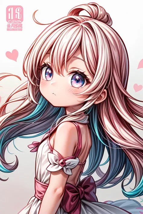 EarthKawaii,(multicolored_eyes,multicolored_backgroud:1.3),masterpiece,professional_artwork,(cover,album_art,extremely_high_quality_artwork:1.3),best_quality,(pink and white theme:1.3),1girl,solo,long_hair,from_side,kawaii,cute,closed_mouth,((Breathtaking)), ((Masterpiece)), ((Intricate)), ((Astounding)), ((Enchanting)), ((Detailed)), anime, Game-like Mechanics, Fantasy, Overpowered Protagonist, color splash, Color accent, Selective color, Color highlight, neon light, Neon illumination, Glowing light, Electrifying light, 80mm, Portrait lens, Medium telephoto, Flattering focal length