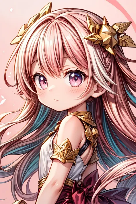 EarthKawaii,(multicolored_eyes,multicolored_backgroud:1.3),masterpiece,professional_artwork,(cover,album_art,extremely_high_quality_artwork:1.3),best_quality,(pink and white and gold theme:1.3),1girl,solo,long_hair,from_side,kawaii,cute,closed_mouth,((Breathtaking)), ((Masterpiece)), ((Intricate)), ((Astounding)), ((Enchanting)), ((Detailed)), anime, Game-like Mechanics, Fantasy, Overpowered Protagonist, color splash, Color accent, Selective color, Color highlight, neon light, Neon illumination, Glowing light, Electrifying light, 80mm, Portrait lens, Medium telephoto, Flattering focal length