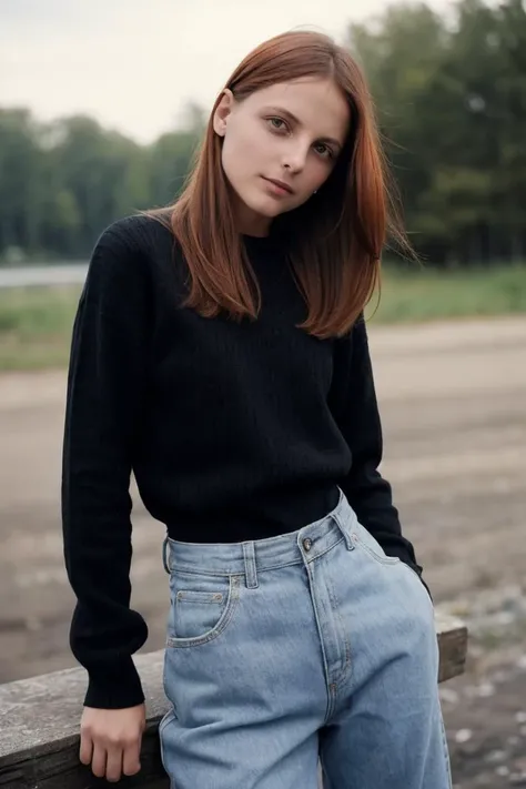 photo of Alyss4Fl4m3s_HM-140, a woman, perfect hair, (modern photo), wearing long sleeve sweater, long pants, 20mm short telephoto (analog, cinematic, film grain:1.3), Martian Weather Station, Outpost studying Martian atmosphere, weather patterns, and climate change., detailed eyes, professional pose, (epiCPhoto), (looking at viewer:1.1), (cinematic shot:1.3), (natural style lighting), OverallDetail, SkinHairDetail