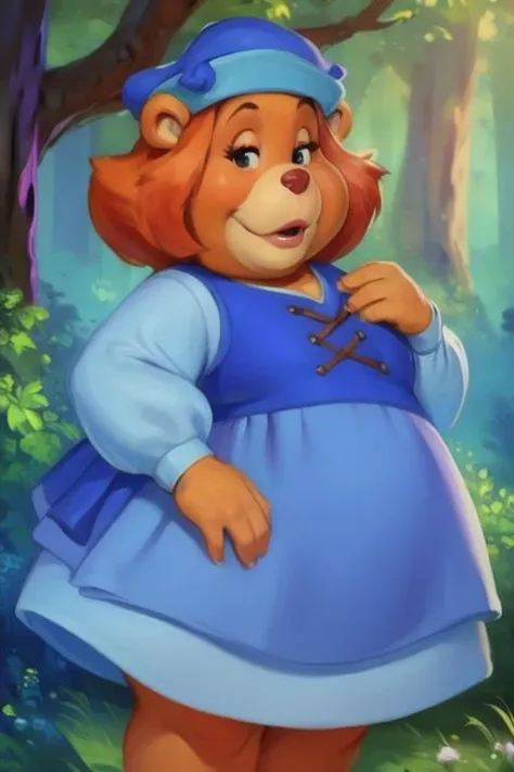 grammi_gummi, gummi_bears, bear, nude, slightly chubby, red clothing, off shoulder, cocktail dress, four fingers, suggestive pose, suggestive look, forest, day, <lora:Grammi_Gummi:0.8>, uploaded on e621, (detailed background, depth of field), (intricate:1.1), (high detail:1.2), (soft focus), (masterpiece, best quality, 4k, 2k, shaded, absurd res), hyper realism, by Chunie, by CyanCapsule, by Hallogreen