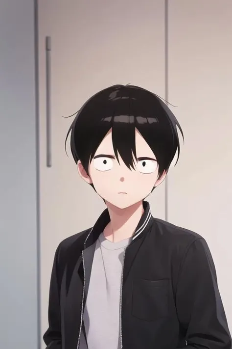 masterpiece, best quality, high quality, 1boy, solo, male focus, looking at viewer, upper body, <lora:junta_shiraishi:0.74>, junta_shiraishi, black hair, hair between eyes, sanpaku, black eyes, realistic, jacket