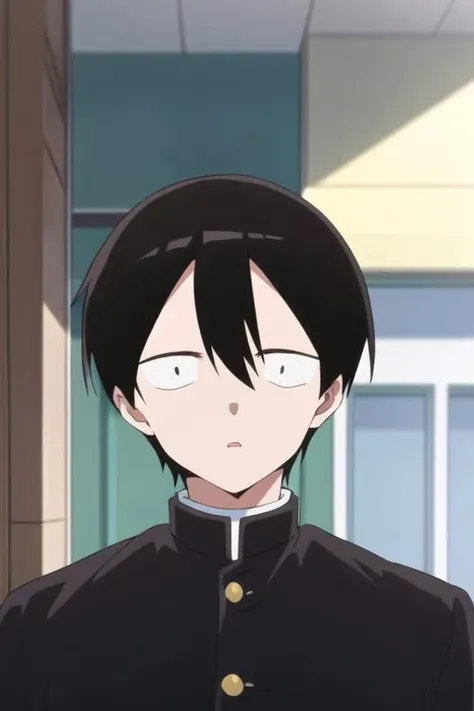 masterpiece, best quality, high quality, 1boy, solo, male focus, looking at viewer, upper body, <lora:junta_shiraishi:0.78>, junta_shiraishi, black hair, hair between eyes, sanpaku, , , jacket