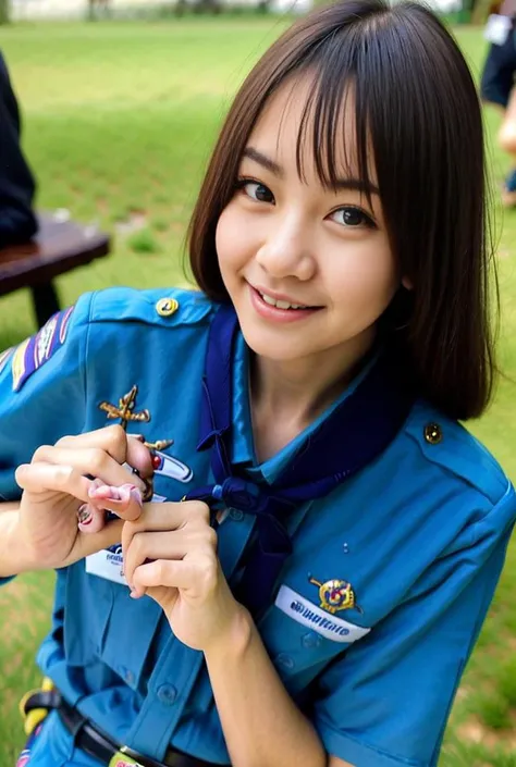 (best quality:1.4), (ultra highres:1.2), (photorealistic:1.4), (direct front portrait shot)(8k, RAW photo:1.2),(portrait shot:1.4), (southeast asian girl), (light brown hair),(Thai student uniform :1.3),<lora:ThaiYouthRedCross> ,<lora:koreanDollLikeness_v10:0.2>,(school background:2)