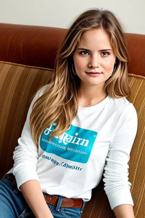 <lora:jennifer jason leigh v1.0:1> a Realistic portrait of jennifer jason leigh with brown eyes and long blond Hair style, laying on a couch, detailed face, detailed eyes, smiling, perfect slim body, modelshoot style, hand on own shoulder, wearing a tee shirt with long sleeves and blue jeans, wearing gold earrings and jewelry, soft lighting, professional Photography, Photorealistic, detailed, RAW, analog, sharp focus, 8k, HD, DSLR, high quality, Fujifilm XT3, film grain, award winning, masterpiece