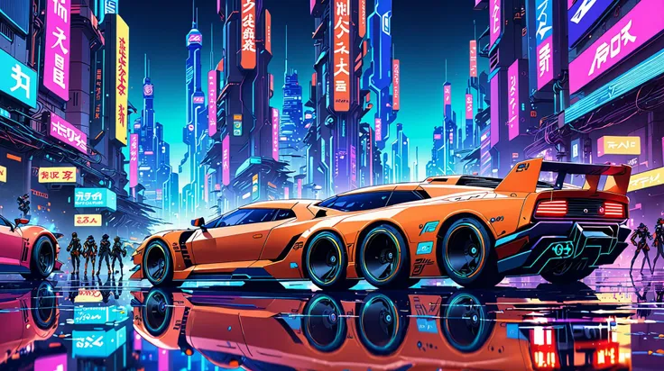 anime artwork car race in a cyberpunk city, (high detail:2.0) <lora:CyberPunk:1> . anime style, key visual, vibrant, studio anime,  highly detailed