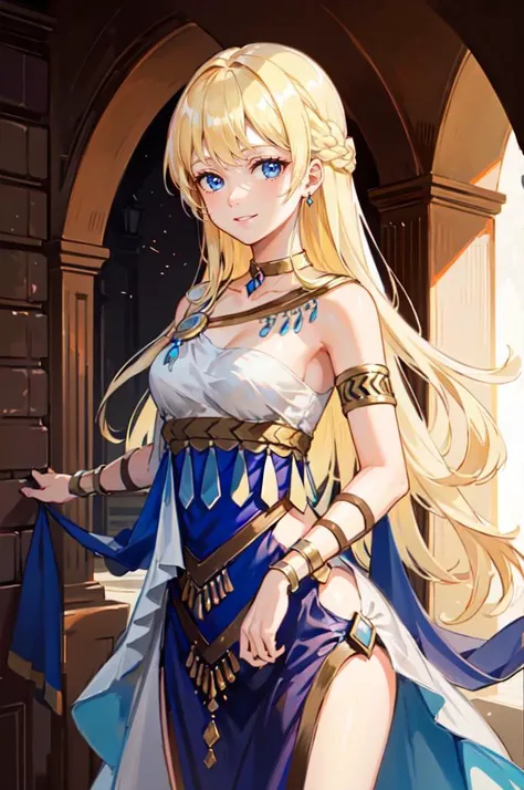 <lora:danceroutfit-nvwls-v1:0.9> blue danceroutfit, castle,, ultra detailed, masterpiece, best quality, aesthetic, detailed,, solo, soft smile, light smile,
1girl, blue eyes, very long hair, blonde hair, long blonde hair, french braid, bangs, medium breasts,