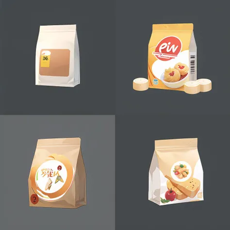 a bag of food sitting on top of a table next to a knife and fork on a table top, simple_background, food, grey_background, no_humans, in_container, food_focus, still_life,(top quality, best quality, official art, graphic design),(best quality, masterpiece:1.2),(((solid color background))),<lora:游æå¾æ ç ç©¶æICON:0.5>