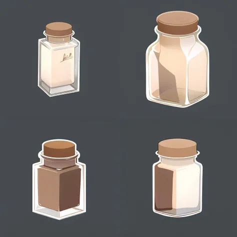 a jar of pastel on a dark background with a brown lid and a brown cap on the top, simple_background, grey_background, no_humans, ice, in_container, food_focus, still_life, cube, official art, graphic design),(best quality, masterpiece:1.2),(((solid color background))),<lora:游æå¾æ ç ç©¶æICON:0.5>