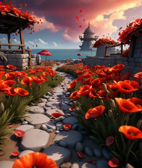 <lora:envyStarlightJRPG_v10:1> JRPG style, 8k Color splash, Poppies, covered in Seashells, complimentary colors, detailed, stunning, dynamic dramatic atmosphere, epic composition, polished, set logical ambient background, winning, cool colors, quality