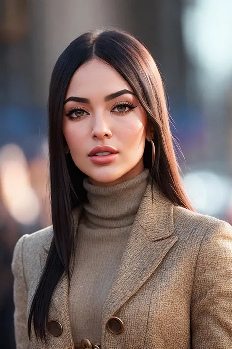 photo of (seph0ra:0.99), a woman as a movie star, modelshoot style, (extremely detailed CG unity 8k wallpaper), photo of the most beautiful artwork in the world, professional majestic oil painting by Ed Blinkey, Atey Ghailan, Studio Ghibli, by Jeremy Mann, Greg Manchess, Antonio Moro, trending on ArtStation, trending on CGSociety, Intricate, High Detail, Sharp focus, dramatic, photorealistic painting art by midjourney and greg rutkowski, (long brown coat), (turtleneck), ((comicon event)), (leather trousers), ((standing on the red carpet)), ((paparazzi in the background)), (looking at viewer), (detailed pupils:1.3), (modern outfit:1.2), (closeup), red lips, (eye shadow)