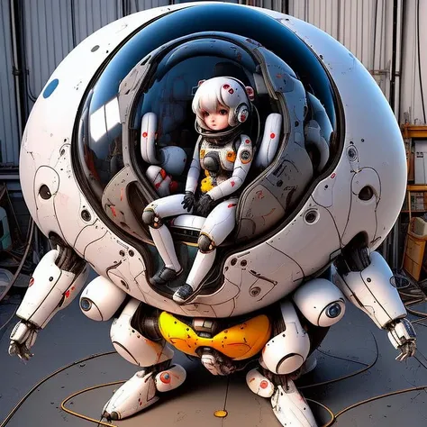 bulbous exosuit with a cute anime pilot girl inside <lora:bulbousbot-000005:1> bulbousbot