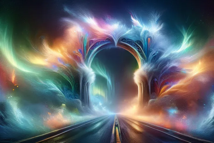 the rainbow bridge, asgard, the road of the gods, norse, aurora, bifrost bridge, ragnarok, fantasy, surreal, mythic,
(8k uhd), the end of all things, <lora:add-detail-xl:1> <lora:ral-dissolve:1> ral-dissolve <lora:SDXLAuroraStyle:1>