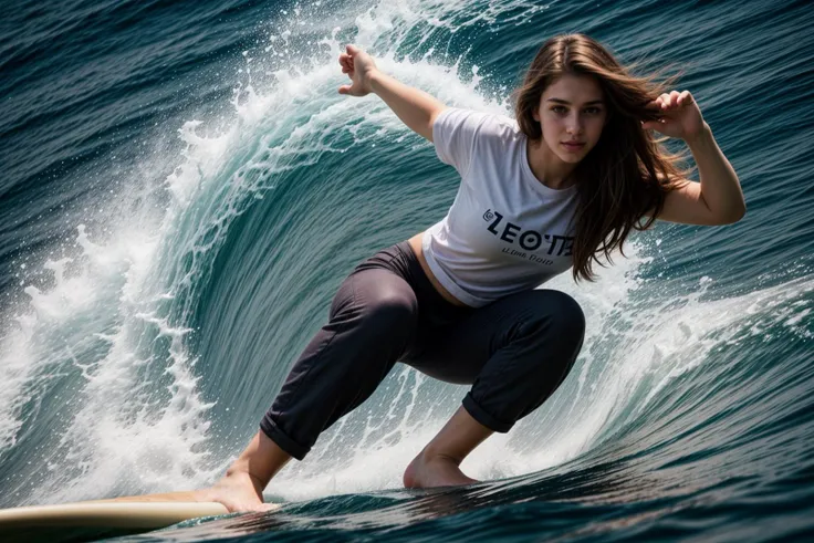 full body,photo of a 18 year old girl,surfing,happy,bare hands,shirt,pants,huge waves,ray tracing,detail shadow,shot on Fujifilm X-T4,85mm f1.2,sharp focus,depth of field,blurry background,bokeh,motion blur,<lora:add_detail:1>,<lora:LCM_LoRA_Weights_SD15:1>,