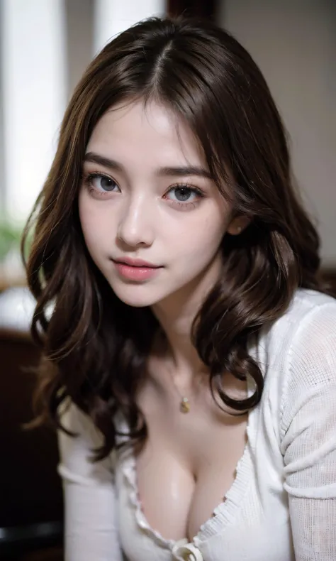 ((((medium hair)))), (masterpiece),((ultra-detailed)), (highly detailed CG illustration),(expressionless), (best quality:1.2),realistic8K UHD,High definition,(1girl:1.2),High quality texture,intricate details,detailed texture,finely detailed,high detail,extremely detailed cg,High quality shadow,a realistic representation of the face,Detailed beautiful delicate face,Detailed beautiful delicate eyes, black eye pupil, a face of perfect proportion,Depth of field,Cinematic Light,Lens Flare,Ray tracing,perspective,20s, Prominent Nose,slender face,tall girl, (big eyes:1.2),blush,glossy lips,perfect body,lean body,Particles of Light,(narrow waist:1.3),large breast, distinct_image, high_resolution, (lustrous skin), solo focus, , (finely detailed beautiful eyes and detailed face),(detailed face), (hair streaked hair), light source contrast, ((smile)), (pureerosface_v1:0.5) , (ulzzang-6500-v1.1:0.5), <lora:Vior:0.7>