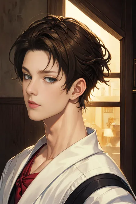 ((masterpiece)),((bestquality)),8k,high detailed,ultra-detailed,1boy,Kino Flo lighting,portrait, ((Manga style)),