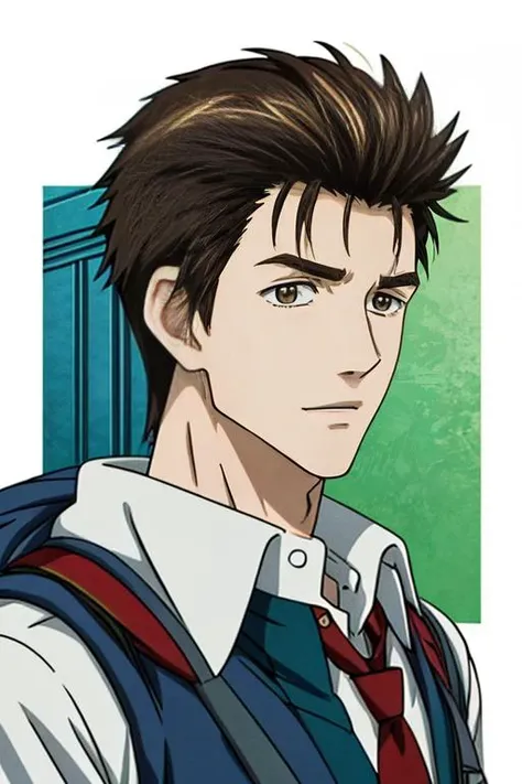 (masterpiece:1.21),(illustration:1.1),best quality,delicate details,refined rendering,Anime style,anime cgi,extremely detailed CG unity 8k wallpaper,shinichi,1boy,adult,185cm slim male,tall,thin,solo,portrait,necktie,<lora:add_detail:1>,going to school with a schoolbag,<lora:Parasyte-shinichi:1>,shinichi