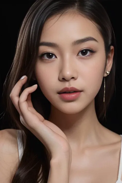 (((masterpiece))),((bestquality)),8k,high detailed,ultra-detailed,photography,award winning,documentary,Original Photo,Realisticity,(simple background:1.35),1girl,solo,((Asian slim girl)),solo,beautiful asian girl face,slim body,((real skin texture)),(well-proportioned hands),make up,eyeliner,eyelashes,lipstick,nail polish,earring,((portrait:1.22)),
Happy Halloween,Extra Mouth,([Vertical lighting|Low key lighting|rays of shimmering light|Snoot lighting]),in the studio,[look at viewer|horse riding|kissing cheek|arm held back|Posing|Fighting],Burgundy Hair,floating hair,