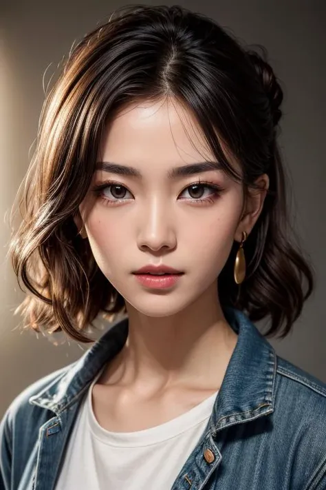 ((masterpiece)),((bestquality)),8k,high detailed,ultra-detailed,photography,award winning,documentary,Original Photo,Realisticity,(simple background:1.35),
1girl,solo,asian slim girl,thin girl,solo,beautiful face,real skin texture,well-proportioned hands,medium full shot,(different face features:1.45),earrings,random color nail polish,makeup,eyeliner,eyelashes,(random color lips),Black Hair,hair over one eye,ringlets,hair bun,Happy New Year,Close Mouth,[hoodie|denim  shorts|Joggers|hanfu],
([Accent lighting|Top lighting|cinematic lighting|Cucoloris lighting]),(in the studio,[Golden Ratio|Portrait|Cinematic Shot]),close to viewer,|fruit on head|reaching out|Spinning|Hanging],<lora:add_detail:1>,<lora:muscle_slider_v1:-0.4>,<lora:weight_slider_v2:-0.35>,rolling eyes,