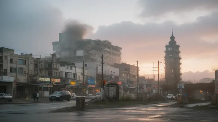 Paisaje, campo de batalla, Imagen de fondo, Ciudad destruida, ciudad japonesa , restos, edificios japoneses destruidos, Post Apocalyptic, sin personas, ninguna persona, empty landscape