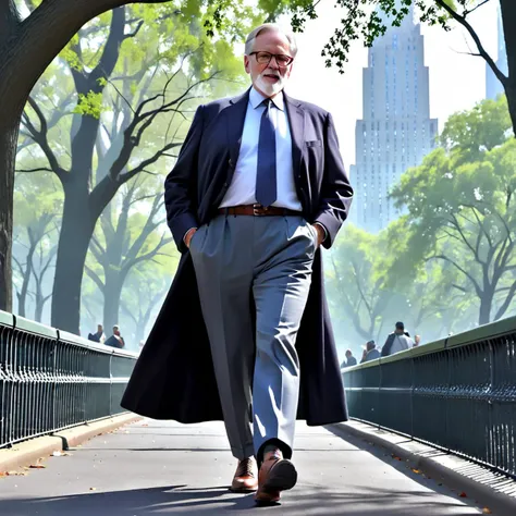 (old man),
(modest office outfit:1.3), walking down the central park, (dynamic angle:1.2), (dynamic pose:1.2), full body, detailed anatomy, detailed face,
set in modern new york, in the central park, <lora:skin_texture_v2:0.8>, (((semi-realistic illustration))), (Modern Fantasy:1.3), (dark fantasy:1.1), (illustration:1.5), <lora:3DMM_V12:1>, <lora:add_detail:1.5>