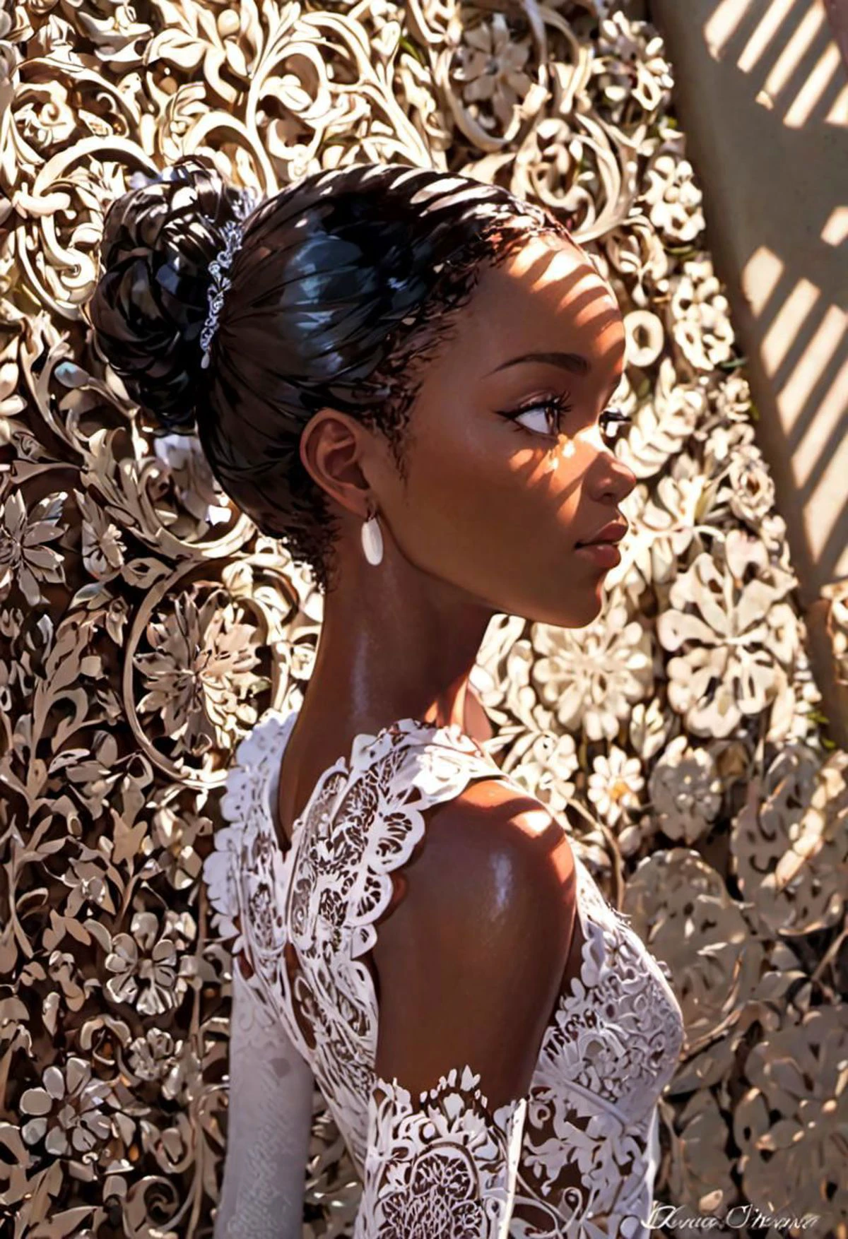 1girl, ebony woman, featuring intricate details,
best quality, masterpiece, intricate detail , high environment detail, scatter density, high shadow detail