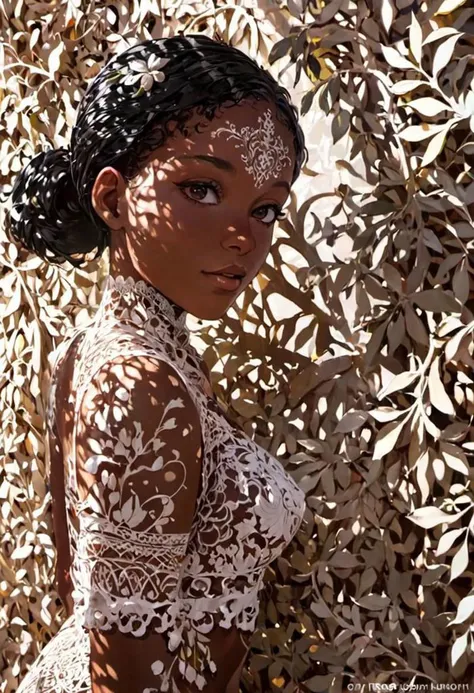 1girl, ebony woman, featuring intricate details,
best quality, masterpiece, intricate detail , high environment detail, scatter density, high shadow detail