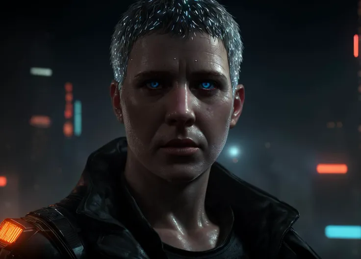 portrait art of blade runner 8 k ultra realistic, lens flare, atmosphere, glow, detailed, intricate, full of colour, cinematic lighting, trending on artstation, 4 k, hyperrealistic, focused, extreme details, unreal engine 5, cinematic, masterpiece