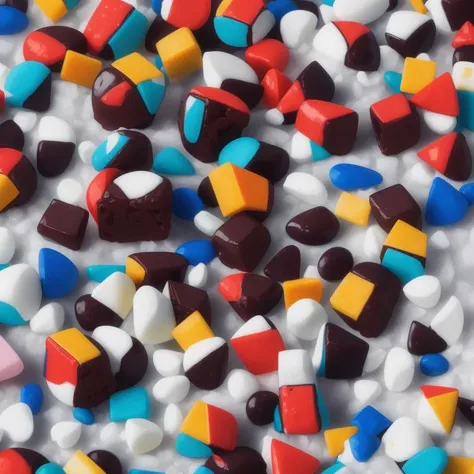 Performance Art, Malevich, rocky road ice cream, <lora:epiNoiseoffset_v2:1>
