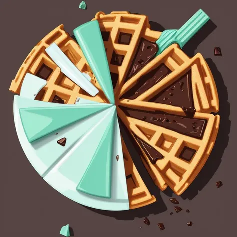 Vector Illustration, Newton (Helmut), mint chocolate chip ice cream, flat white, inside (( waffle cone )), <lora:epiNoiseoffset_v2:1>