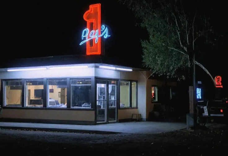 CineTwinPeaks, restaurant, neon light, outdoors
