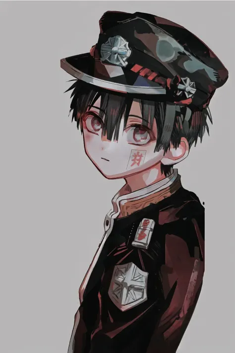 masterpiece, best quality, 1boy, uniform, arcane style,looking at viewer,night, city, solo, standing, upper body, short hair,black hat,