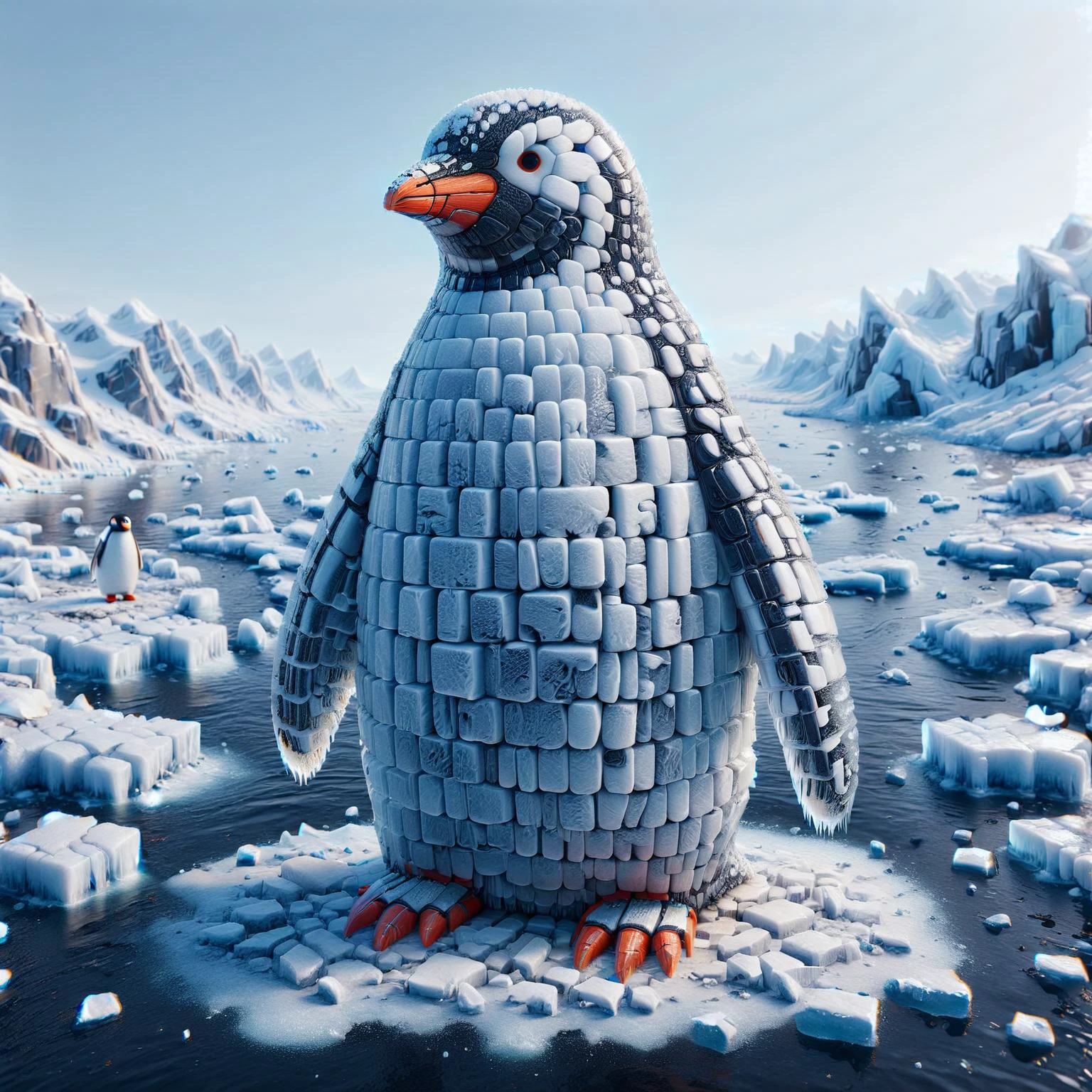 ais-brickz ais- icebaby pengin, standing on teh ais-icebaby tundra <lora:Bricks_Style_SDXL:0.8> <lora:Ice_Style_SDXL:1>