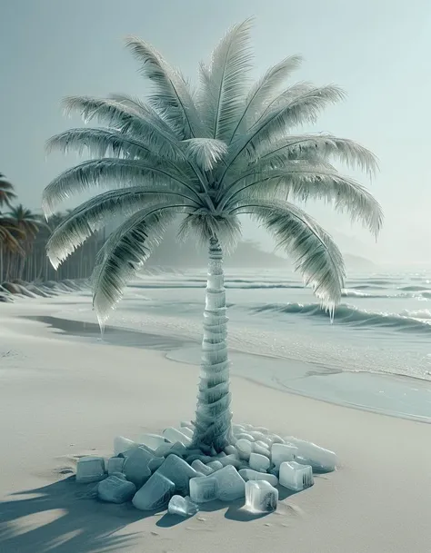 made of ais-icebaby palm on the beach