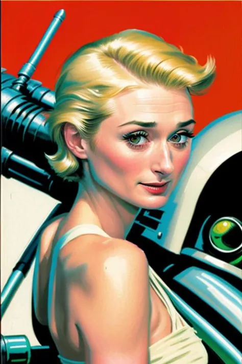a solo portrait of a lizdebick1, rocket, art by marsattacks3