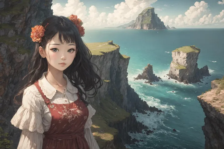 masterpiece,best quality,1girl,ultra detailed face,landscape,sea