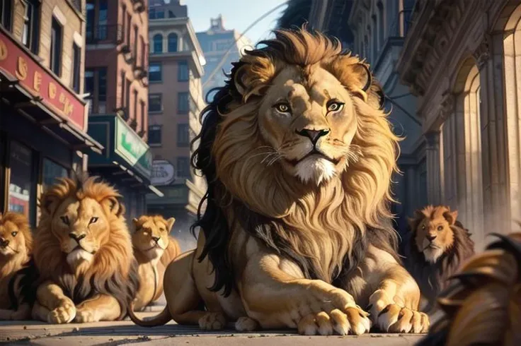 (lion, lions everywhere, stampede:1.7), 
city street, chaos, market,
intricate, masterpiece, best quality, highly detailed,
(action scene), dreamlikeart, nostalgia, depth of field, dynamic pose, dramatic angle, unreal engine, 8k, highly detailed, photo, photorealistic, hyperrealistic, cinematic lighting, cinematic composition, beautiful lighting, sharp, details, hdr, 4k