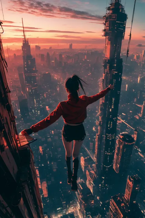 xuer flies over,  1girl, (dramatic, gritty, intense:1.4),masterpiece, best quality, 32k uhd, insane details, intricate details, hyperdetailed, hyper quality, high detail, ultra detailed, Masterpiece,
city,
<lora:~Q?-g*ge xuer flies over:0.7>doc_martens, white turtleneck_sweater, red jacket,