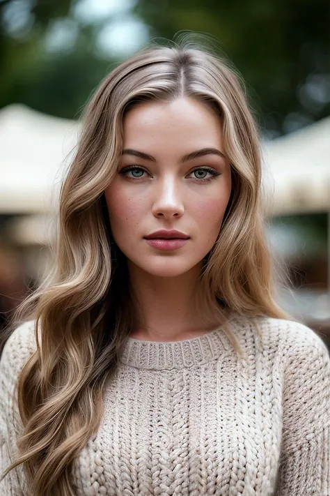 beautiful woman (EPV3r0n1c4L4k3:.99), perfect hair, jewellery, ((portrait)), (closeup:1.2), ((from the waist up)), ((( A vibrant, contemporary outdoor café, filled with a variety of modern dishes and a bright, friendly design :1.2 ))), natural skin texture, (( Chunky Knit Sweater :1.2)), 24mm, 4k textures, soft cinematic light, adobe lightroom, photolab, hdr, intricate, elegant, highly detailed, sharp focus, ((((cinematic look)))), soothing tones, insane details, intricate details, hyperdetailed, low contrast, soft cinematic light, exposure blend, hdr, faded, now, ("I've got a bad feeling about this.":1.1)