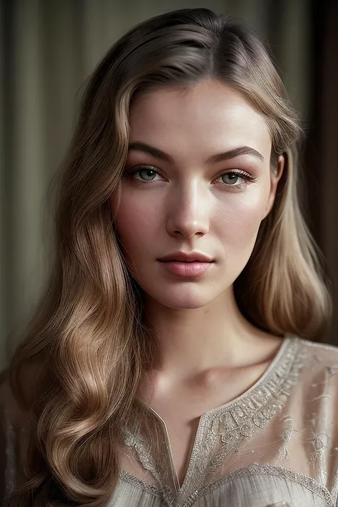 beautiful woman (EPV3r0n1c4L4k3:.99), perfect hair, jewellery, ((portrait)), (closeup:1.2), ((from the waist up)), ((( sketch :1.2 ))), natural skin texture, (( Tunic blouse :1.2)), 24mm, 4k textures, soft cinematic light, adobe lightroom, photolab, hdr, intricate, elegant, highly detailed, sharp focus, ((((cinematic look)))), soothing tones, insane details, intricate details, hyperdetailed, low contrast, soft cinematic light, exposure blend, hdr, faded, now, ("I've got a bad feeling about this.":1.1)
