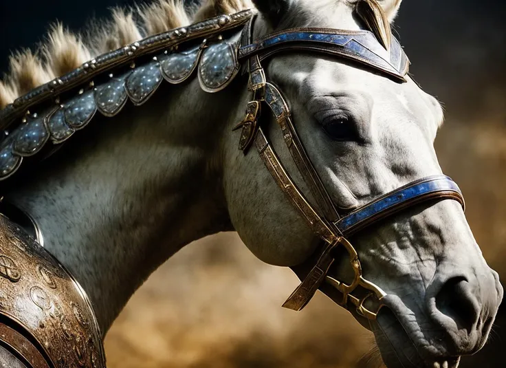 photo of a medieval war majestichorse wearing heavy battle armor , masculine, epic (photo, studio lighting, hard light, sony a7, 50 mm, hyperrealistic, big depth of field, mate skin, pores, wrinkles, concept art, colors, hyperdetailed, hyperrealistic) <lora:locon_majestichorse_v1_from_v1_64_32:1> <lora:epiNoiseoffset_v2:1> , (epic armor)