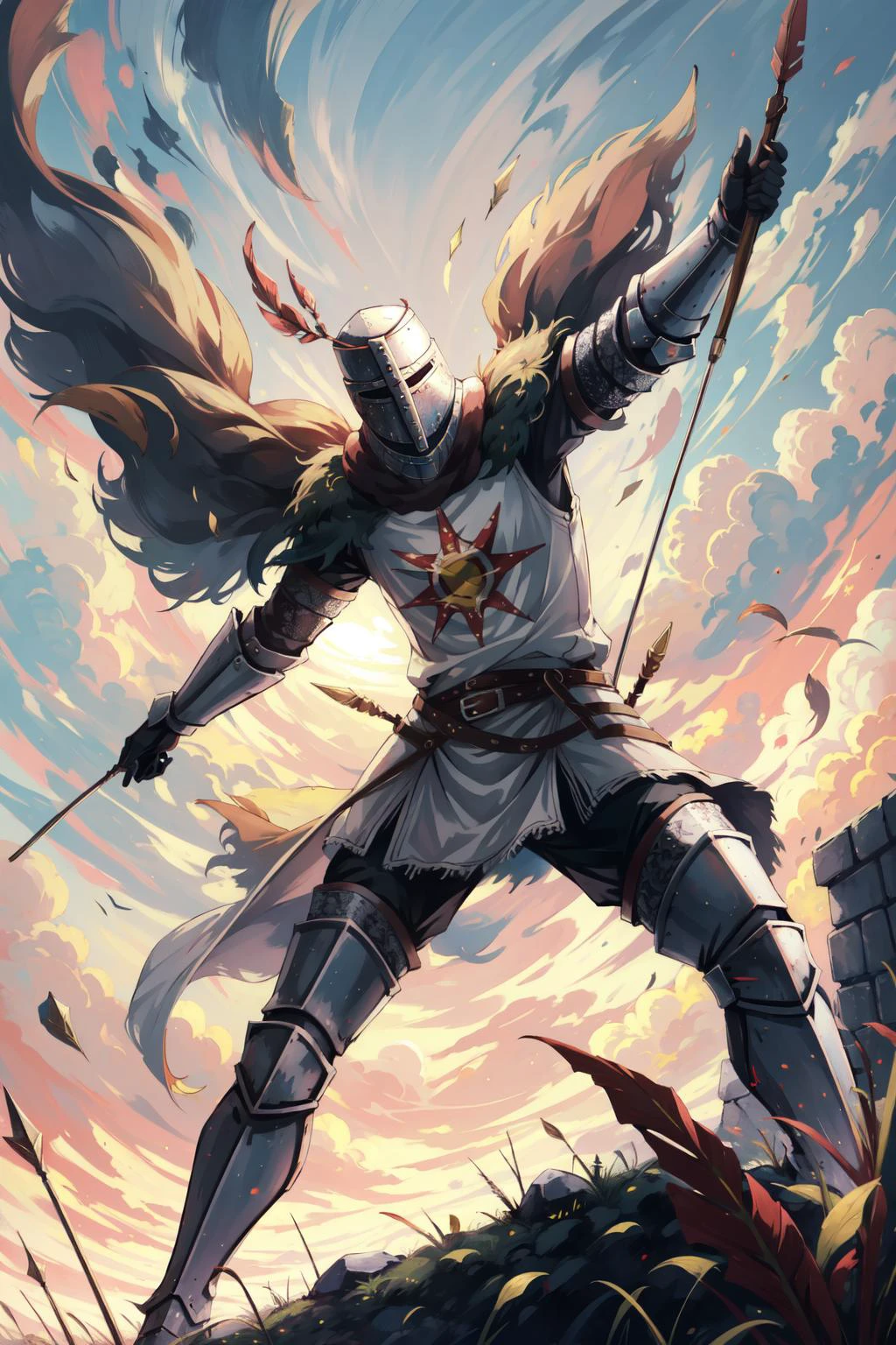 (masterpiece, best quality), intricate details,
1boy, <lora:Solaire:0.5> Solaire, knight, battlefield, arrows,