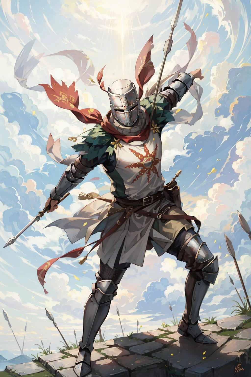 (masterpiece, best quality), intricate details,
1boy, <lora:Solaire:0.5> Solaire, knight, battlefield, arrows,