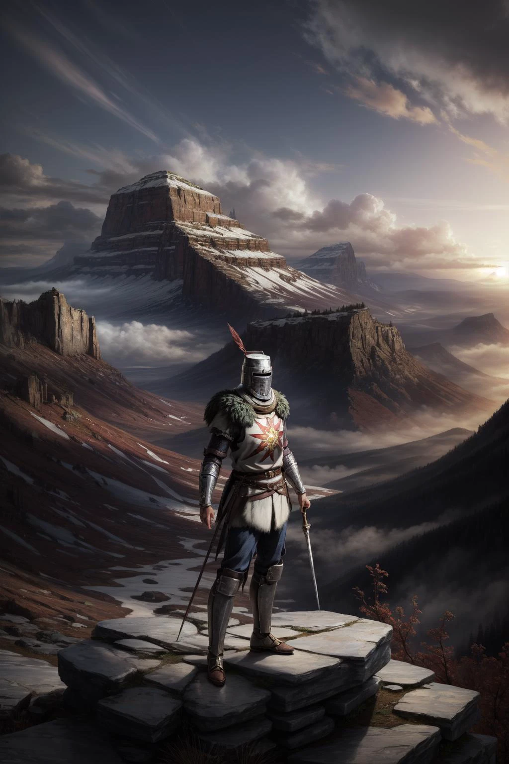(masterpiece, best quality), intricate details,
1boy, <lora:Solaire:0.5> Solaire, knight, cliff, mountain, rising sun,
<lora:LowRA:0.4> <lora:OraganiPhotography:0.5> <lora:hipoly_3dcg_v7-epoch:0.4> <lora:add_detail:0.45>