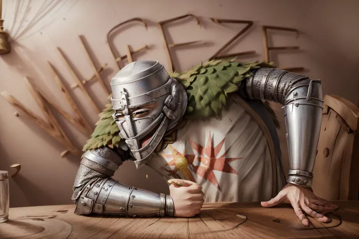 (masterpiece, best quality), intricate details,
1boy, (solo:1.4), <lora:Solaire:0.5> Solaire, knight,
<lora:Wheeze Meme Template 2:1.2> wheeze, wheeze meme, laughing, upper body, sitting at table,